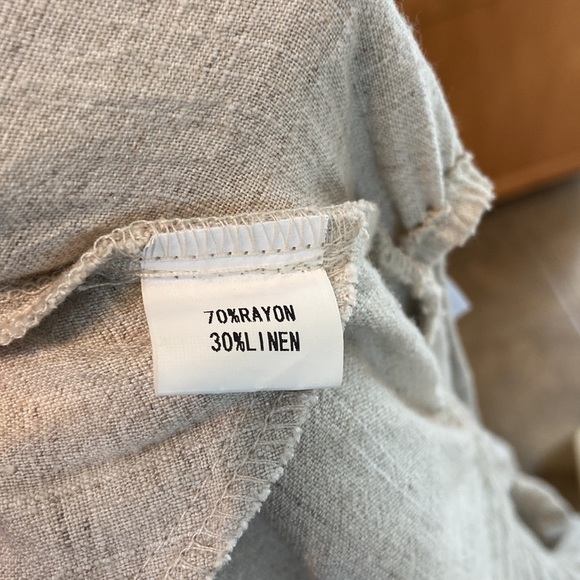 Petal and Pup Linen Blend Natural Beige Midi Tie Back Open Back Dress - Picture 8 of 9